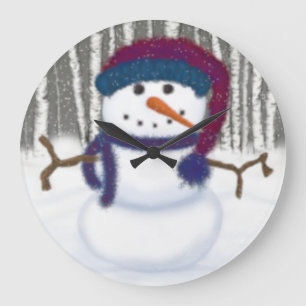 Grande Horloge Ronde L'adorable Puffy Le Snowman