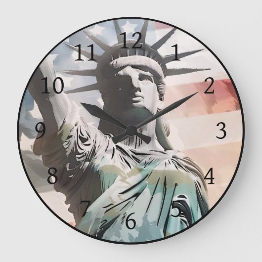 Grande Horloge Ronde Lady Liberty et le drapeau américain (Recto)
