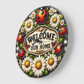 Grande Horloge Ronde Ladybug Daisy Welcome Home Wall (Angle)