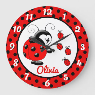 Grande Horloge Ronde Ladybugs