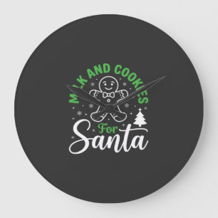 Grande Horloge Ronde Lait et biscuits de Noël pour le Père Noël
