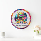 Grande Horloge Ronde "L'Alien euphorique bat" (Maison)