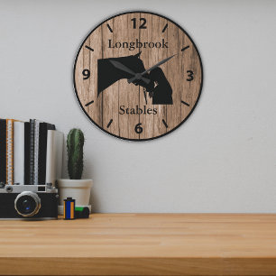 Grande Horloge Ronde L'amour d'un cheval 5 Style personnalisable en boi
