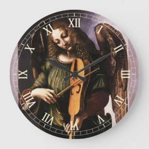 Grande Horloge Ronde L'ange en vert jouant de la vielle de Léonard de V