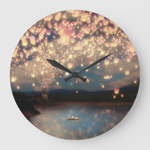 Grande Horloge Ronde Lanternes Love Wish