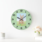 Grande Horloge Ronde Lapin adorable mangeant une carotte (Maison)