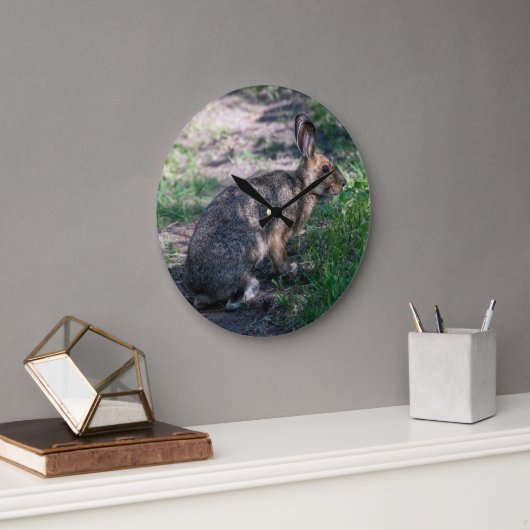 Grande Horloge Ronde Lapin Brown, Repos dans la nature (Bureau)