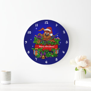 Grande Horloge Ronde Lapin de Noël
