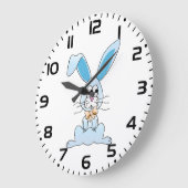 Grande Horloge Ronde Lapin De Pâques Avec Cravate De Bow (Angle)
