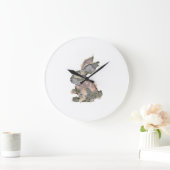 Grande Horloge Ronde Lapin Drôle Crochet Patchwork Camo Lapin Heureux E (Maison)