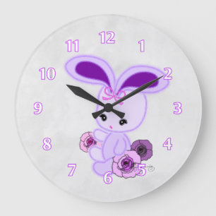 Grande Horloge Ronde Lapin gothique mignon et flou