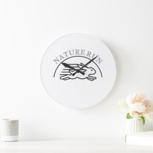 Grande Horloge Ronde Lapin qui court vite Illustrations minimalistes de