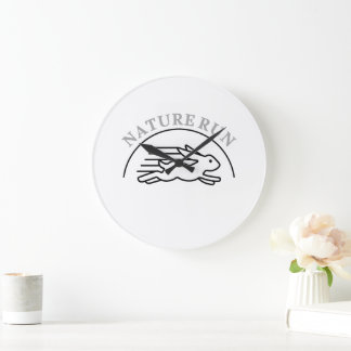 Grande Horloge Ronde Lapin qui court vite Illustrations minimalistes de