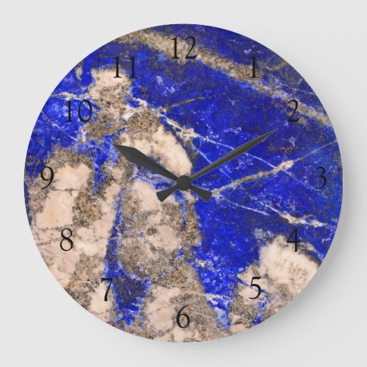 Grande Horloge Ronde Lapis Abstrait Lazuli Granite Bleu (Recto)