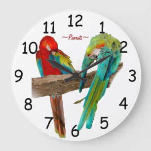 Grande Horloge Ronde L'ara coloré Parrots l'horloge murale