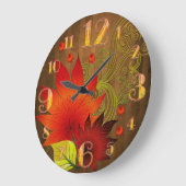 Grande Horloge Ronde Large  Autumn Leaves Wall Clock (Angle)