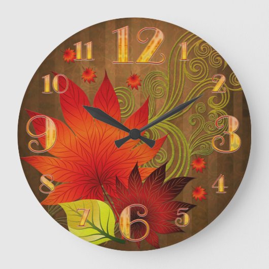 Grande Horloge Ronde Large  Autumn Leaves Wall Clock (Recto)