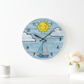Grande Horloge Ronde Large wall clock Driftwood Beach witbers. (Maison)