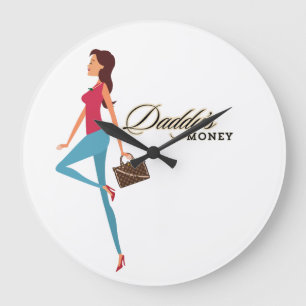 Grande Horloge Ronde L'argent de papa, mignonne & sassy adolescente fil