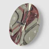 Grande Horloge Ronde L'art Abstrait gris et rouge (Angle)