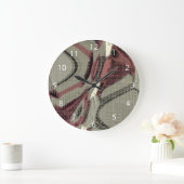 Grande Horloge Ronde L'art Abstrait gris et rouge (Maison)