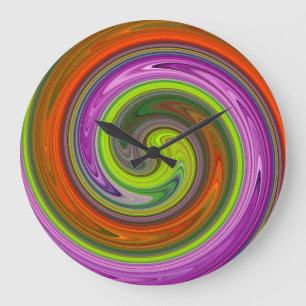 Grande Horloge Ronde L'art Abstrait moderne de la vague #36