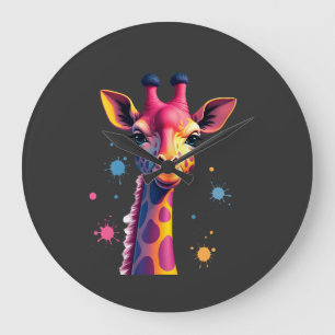 Grande Horloge Ronde L'art animalier africain La girafe colorée pour dr