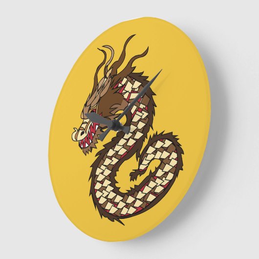 Grande Horloge Ronde L'art dragon chinois (Angle)