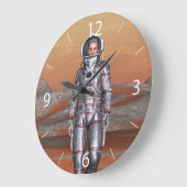 Grande Horloge Ronde L'astronaute Mars - Space Explorer sur la planète (Angle)