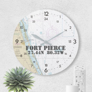 Grande Horloge Ronde Latitude de Fort Pierce FL Nautical 24-hour