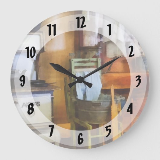 Grande Horloge Ronde Laundry Drying à Kitchen (Recto)