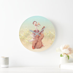 Grande Horloge Ronde L'autruche jouant au violon