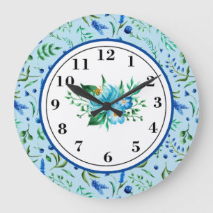 Grande Horloge Ronde Lavage en bleu