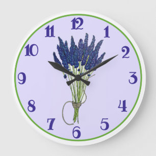Grande Horloge Ronde Lavandula Lavender Bund Herbe Jardin Fleur Violet