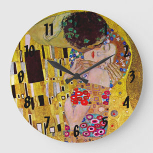 Grande Horloge Ronde Le baiser de Gustav Klimt, Art Nouveau Vintage