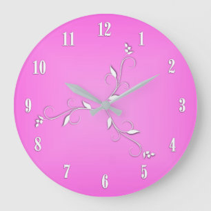 Grande Horloge Ronde Le blanc rose numérote des accents de vigne