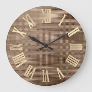 Grande Horloge Ronde Le bronze de Faux d'or barre Numers romain