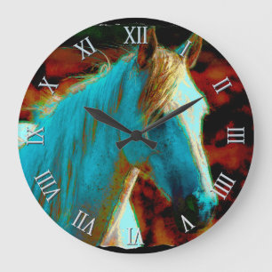 Grande Horloge Ronde Le cadeau de l'amoureux de l'équine