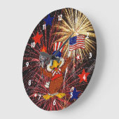 Grande Horloge Ronde Le Cartoon Eagle and Fireworks Clock (Angle)