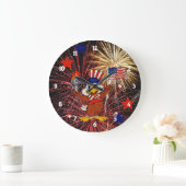 Grande Horloge Ronde Le Cartoon Eagle and Fireworks Clock (Maison)