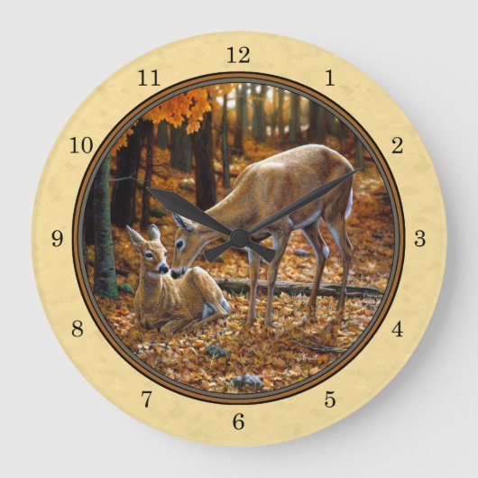 Grande Horloge Ronde Le Cerf Blanc Jaune Fawn & Doe (Recto)