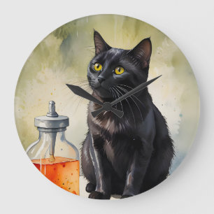 Grande Horloge Ronde Le chat de l'alchimiste