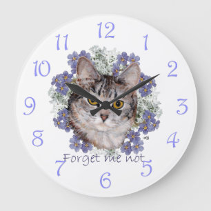 Grande Horloge Ronde Le chat tigré m'oublient pas