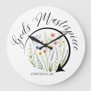 Grande Horloge Ronde Le chef-d'œuvre de Dieu Éphésiens 2:10 Verset bibl
