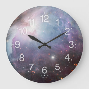 Grande Horloge Ronde Le ciel beige de brun bleu d'astronomie d'Orion de