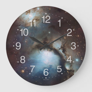 Grande Horloge Ronde Le ciel beige de brun bleu d'astronomie d'Orion de