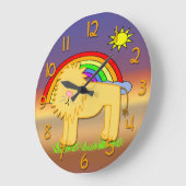 Grande Horloge Ronde Le Clock de Cute Lion Kid (Angle)