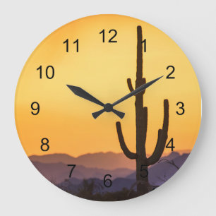 Grande Horloge Ronde Le coucher de soleil de Scottsdale avant la tempê