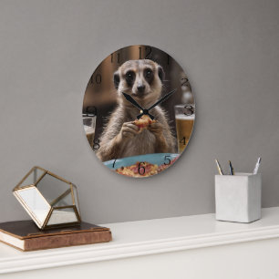 Grande Horloge Ronde Le Déjeuner De Meerkat Sneaky,