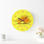 Grande Horloge Ronde Le dinosaure mignon de Stegosaurus personnalisé (Maison)